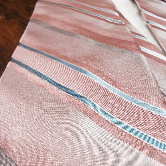 Bellissimo Pink and Blue-Silver Striped Silk Tie - Picture 2 of 4